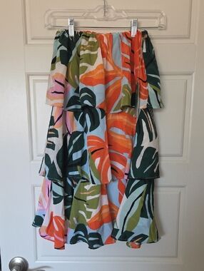 Tiered Tropical Print Coverup